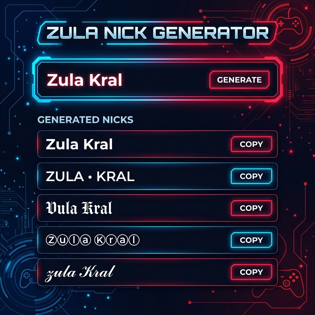 Zula oyunu için normal isimlerin özel Unicode fontlar ve sembollerle şekilli nicklere dönüştürülmesi